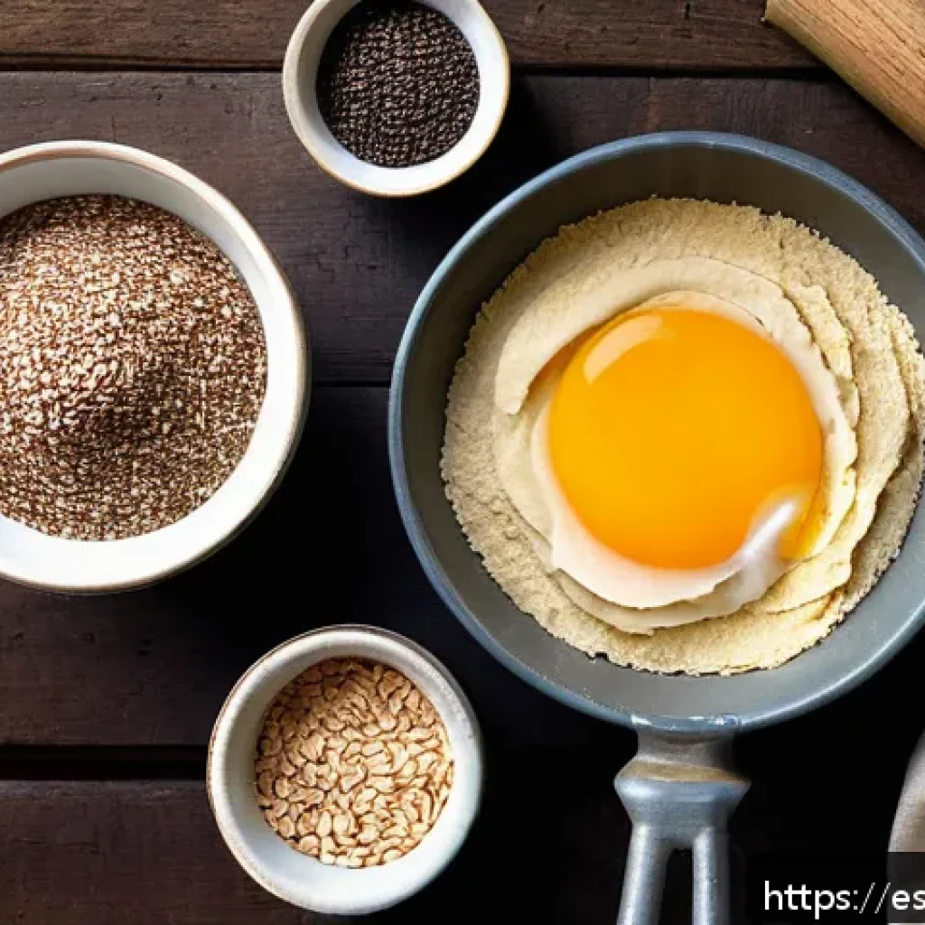 밀가루 대체하는 건강한 식자재 - A cozy kitchen scene featuring a rustic wooden table with assorted gluten-free flours artfully displ...