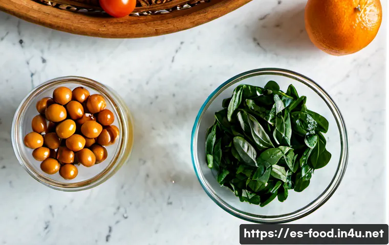 Home 17 영양 보충제와 식자재 비교 - Photorealistic overhead comparison scene on a bright Mediterranean kitchen table: unbranded vitamin ...